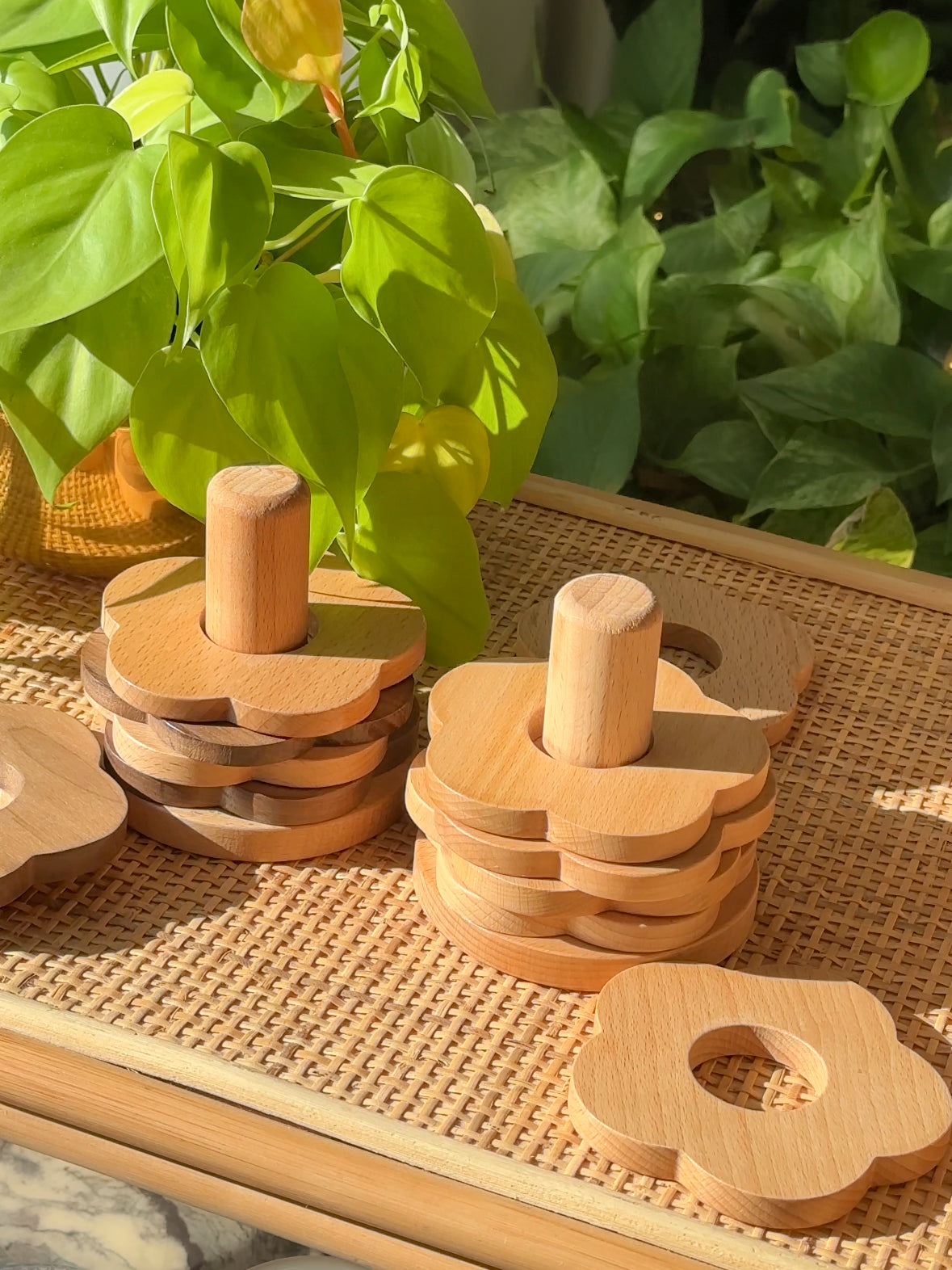 Wooden Flower Coasters