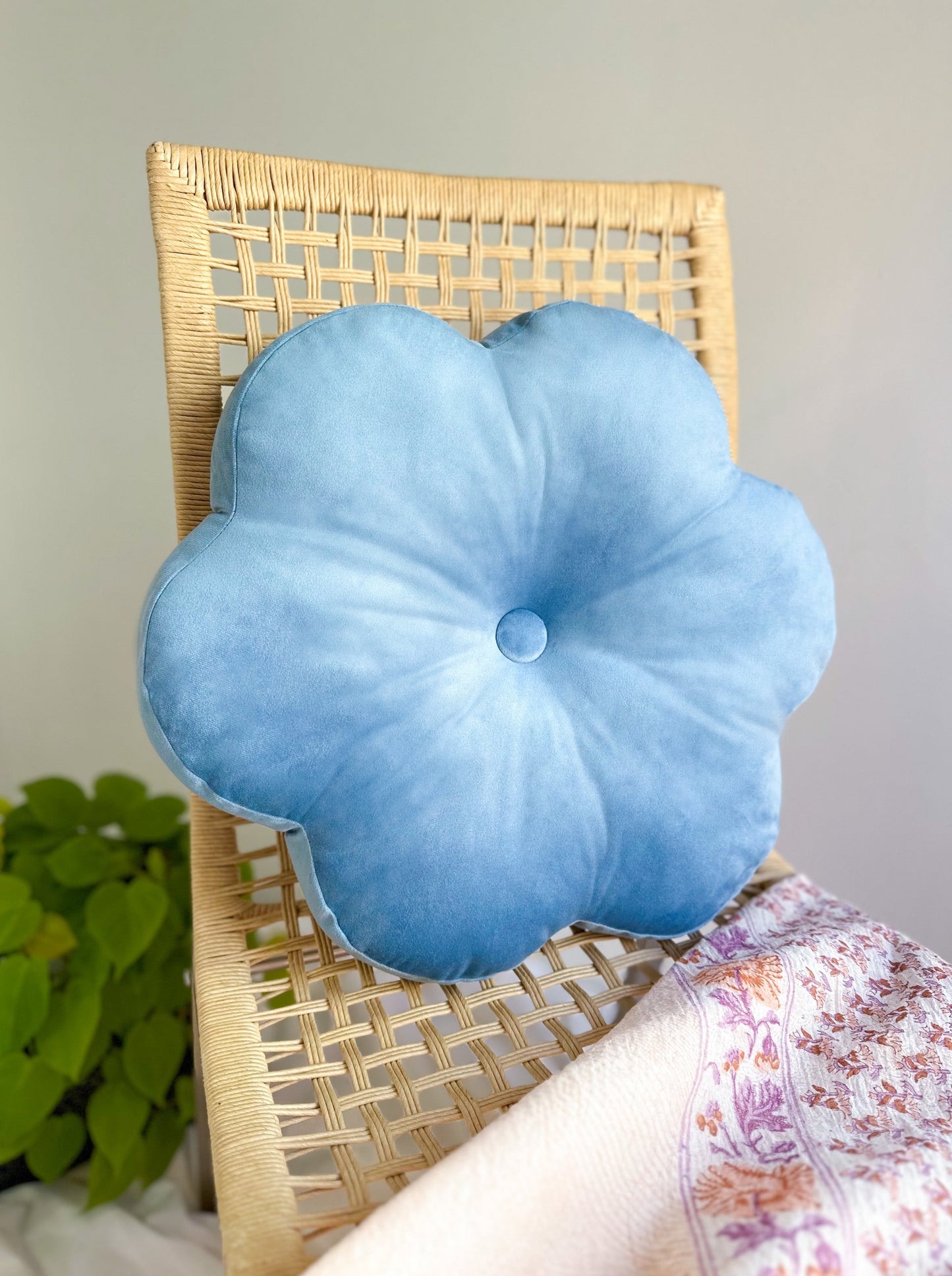 blue flower pillow