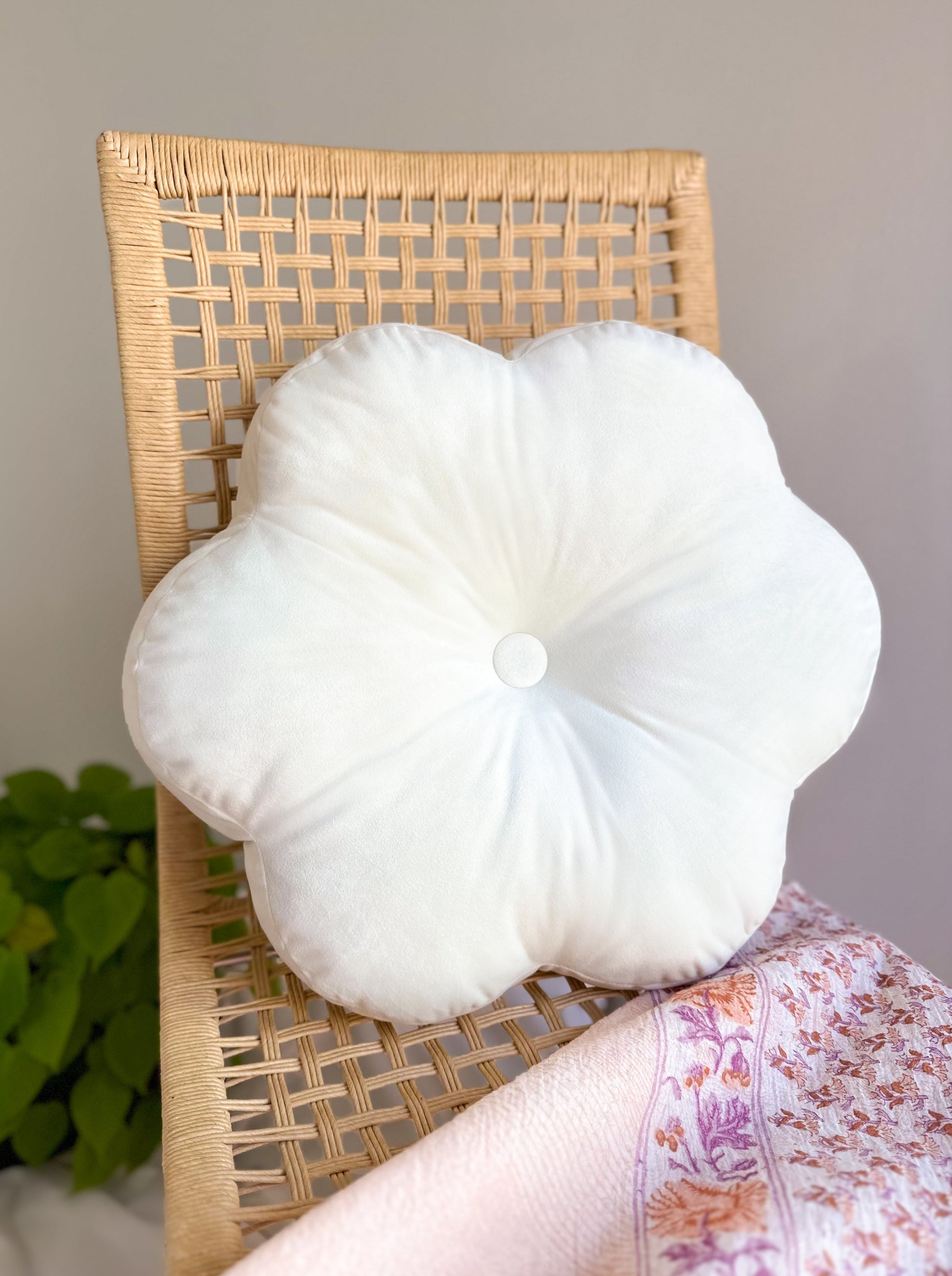 ivory white flower pillow